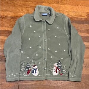 Croft & Barrow Medium Fleece Jacket with Snowman Design